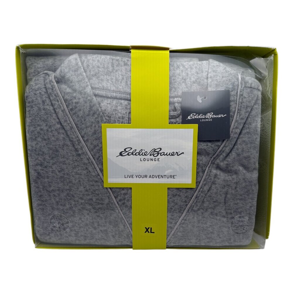 Eddie Bauer Womens XL 3 pc Robe Shirt Pant Sleepwear Set Pajamas Lounge Gray NWT
